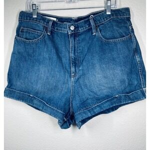 Gap 1969 Original High Rise Denim Shorts Womens Medium Wash Size 34 Blue